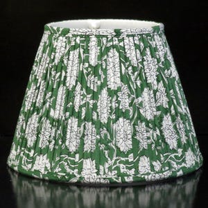 12&quot; green block print pleated print empire lampshade