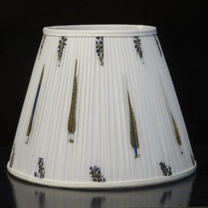 14&quot; green/white block print pleated print empire lampshade