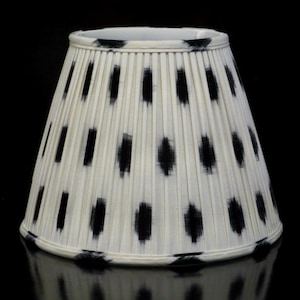 Pleated 14&quot; black and natural ikat lampshade