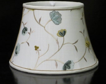 Embroidered linen empire lampshade