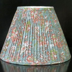 Pleated Teal block print lampshade