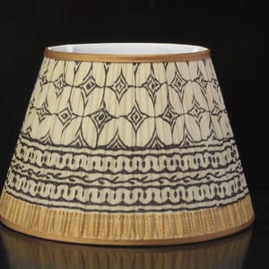 Black, light tan, and gold 16&quot; pleated empire lampshade