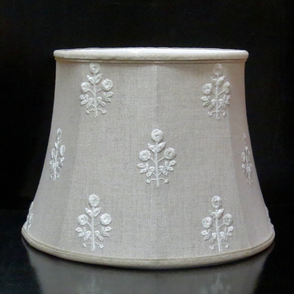 Embroidered linen lampshade