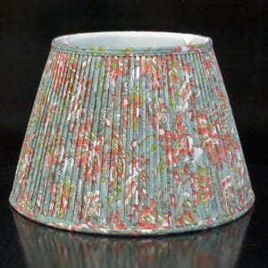 Pleated Teal block print lampshade