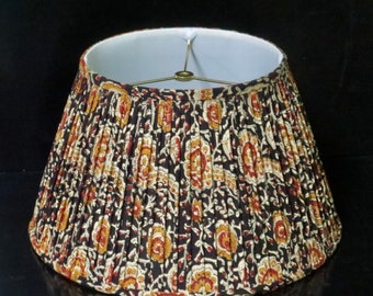 Pleated block print empire lampshade