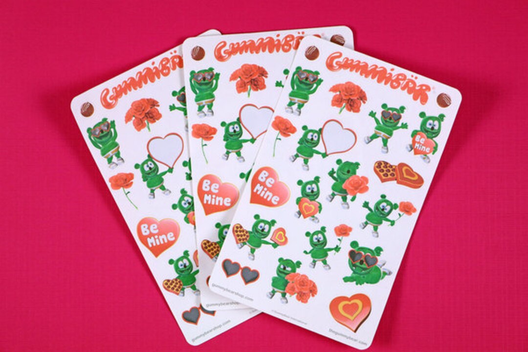 Gummibär Gummibärchen Valentinstag Stickerbögen Herzen und Liebe Cute