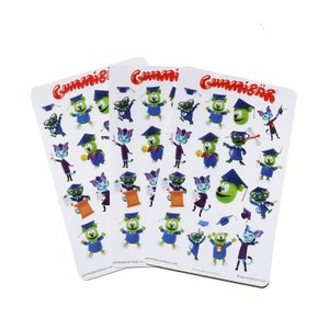 Gummibär (de gummibeer) Ik ben afgestudeerd! Stickervellen ~ 3 vellen ~ 63 stickers