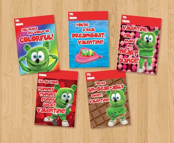 Gummibär the Gummy Bear Printable Valentine's Day Cards - Etsy