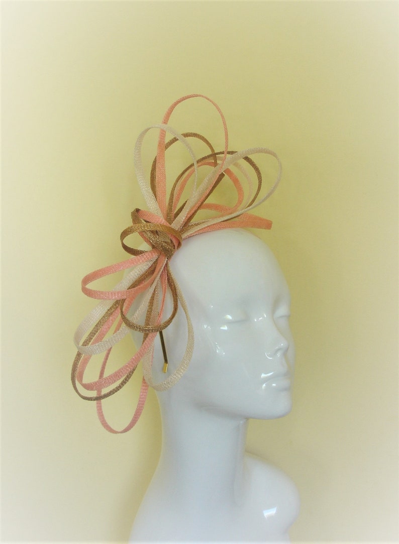 Peach and Gold Fascinator Wedding fascinator Mother of Bride Etsy