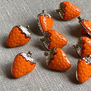 Orange and Silver Strawberry Buttons