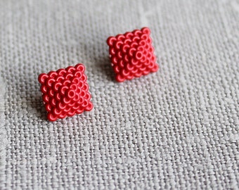 Vintage Red Square Buttons