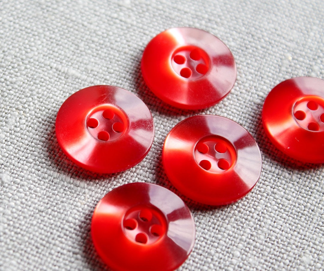 Vintage Bright Red Buttons, 5 Pcs - Etsy