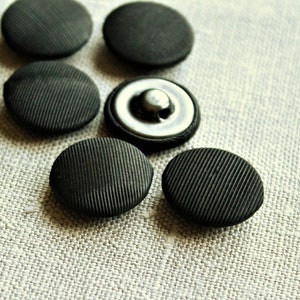 Vintage Black Fabric Buttons from the 50&#39;s
