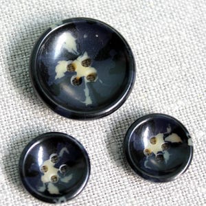 Vintage Black Buttons, 3 pcs set