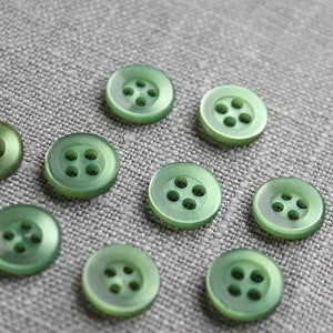 Vintage Small Green Buttons, 9 pcs