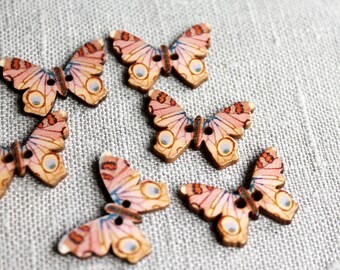 Butterfly Purple and Orange Buttons