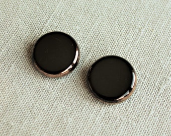 Lot De 6 Boutons Noirs Travaillés - Gros Trous, Diamètre 28mm (réf. 601)