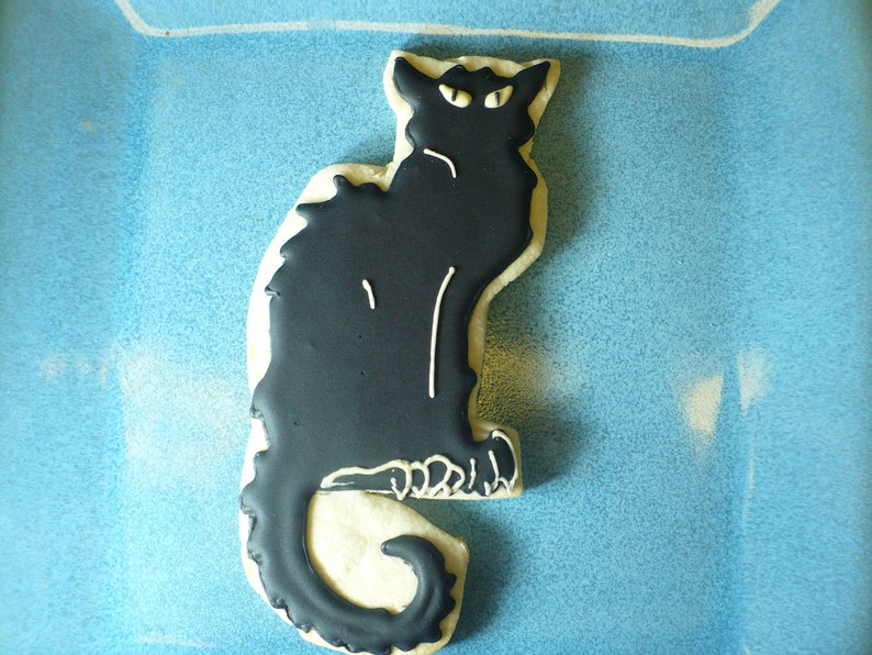 Stylized Black Cat Cookies Half Dozen 6 Great For Halloween image 2