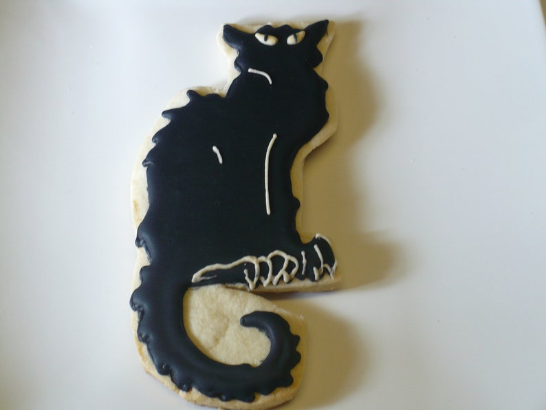 Stylized Black Cat Cookies Half Dozen 6 Great For Halloween image 4