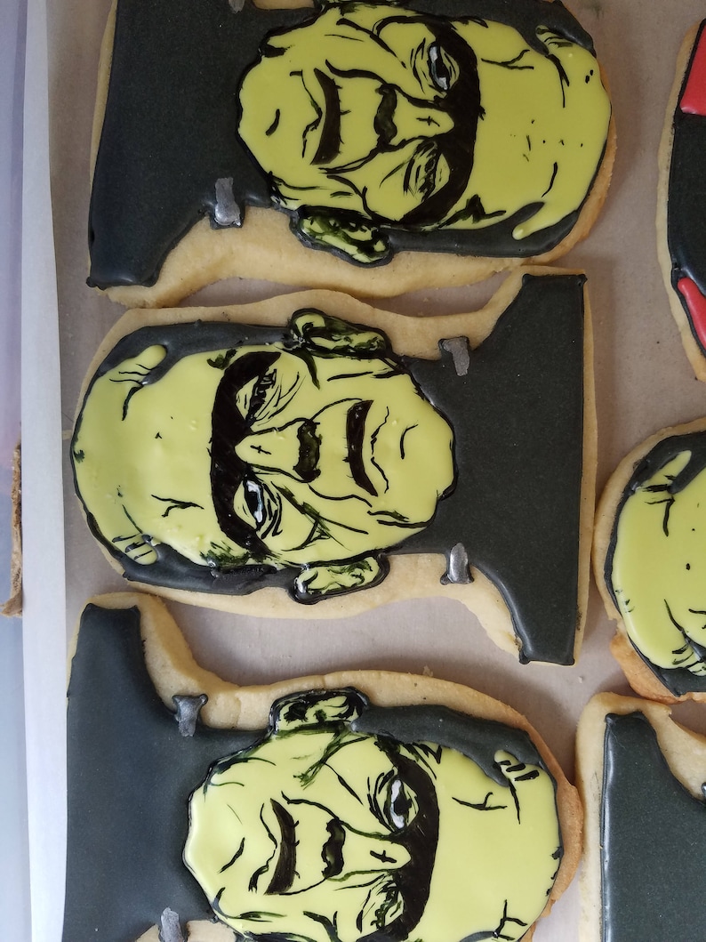 Frankenstein Cookies. Half Dozen 6 Large Cookies. Great For Halloween image 1