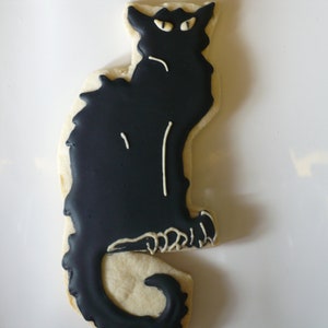 Stylized Black Cat Cookies Half Dozen 6 Great For Halloween image 1