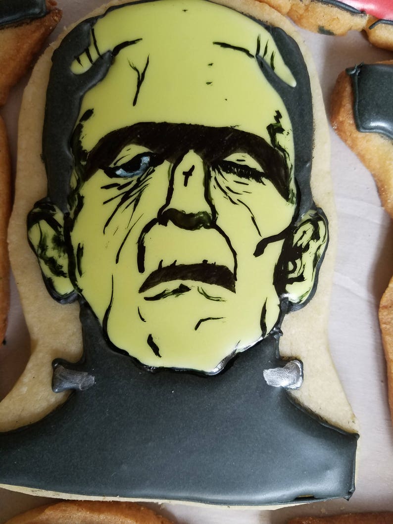 Frankenstein Cookies. Half Dozen 6 Large Cookies. Great For Halloween image 2