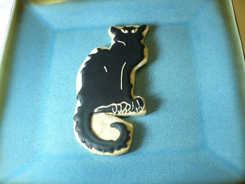 Stylized Black Cat Cookies Half Dozen 6 Great For Halloween image 3