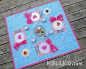 Tea Party Play Mat in Aqua Castle Print and Pink