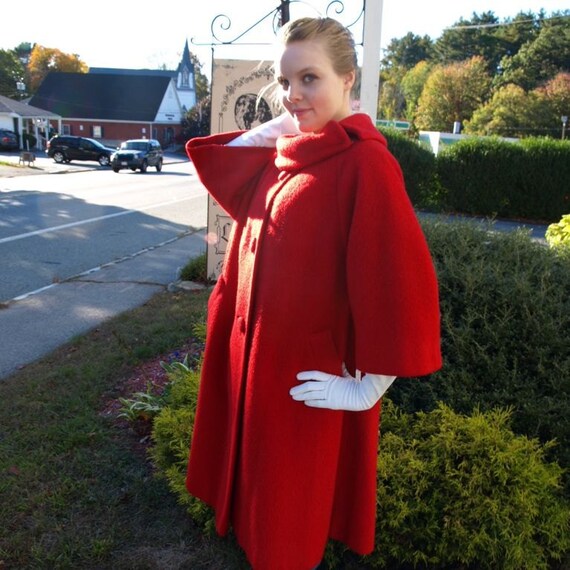 Vintage 1960s Red Lillie Ann Designer Coat