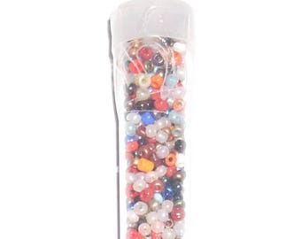 10 grams of seed beads 2mm multicolored tube