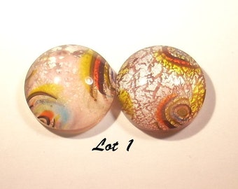 Round dichroic cabochons glass Browns 16mm x 2