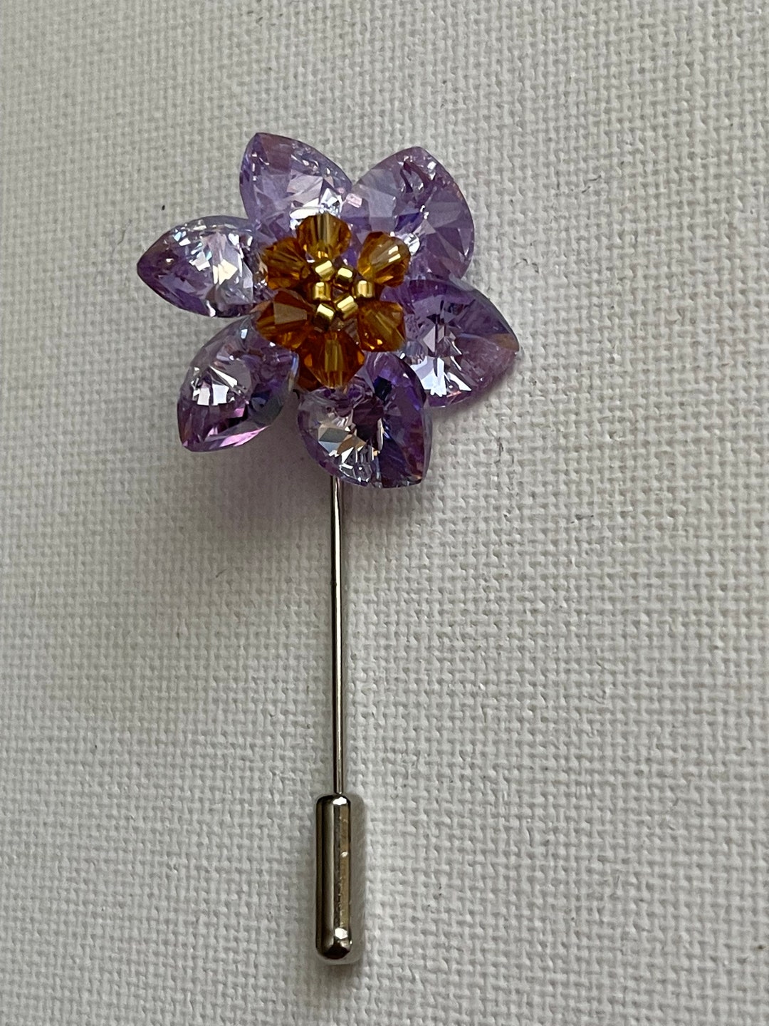 Swarovski Flower Stick Pin/brooch in Amethyst Color - Etsy
