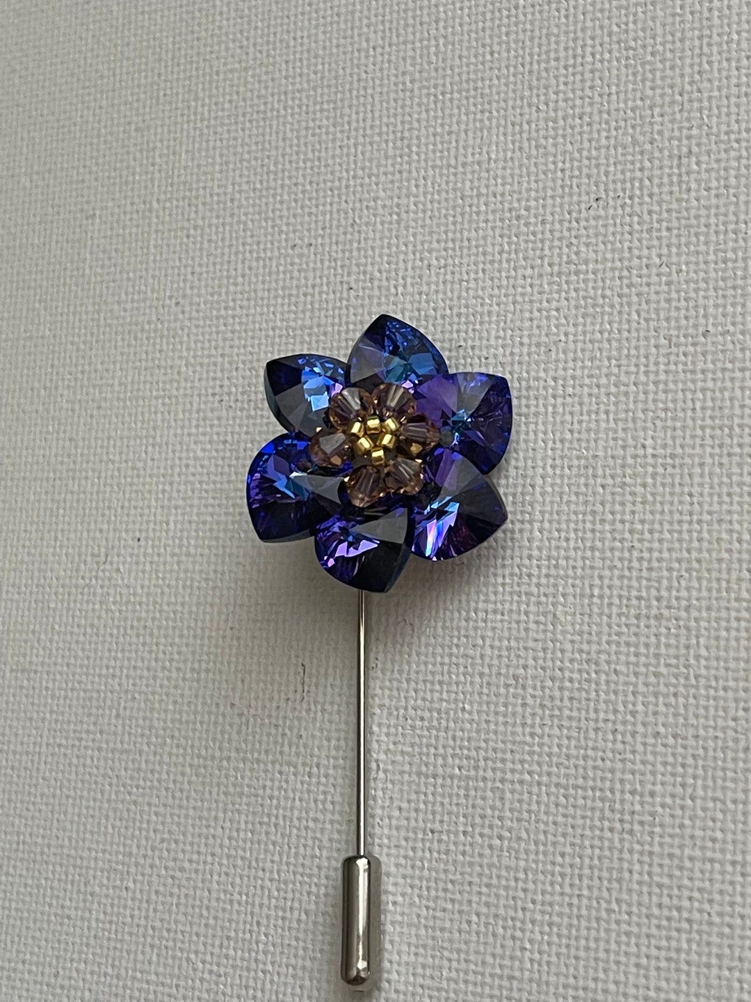 Swarovski Flower Stick Pin/brooch in Blue Color - Etsy