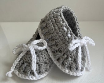 Baby Booties/Hand Crochet/Grey Color