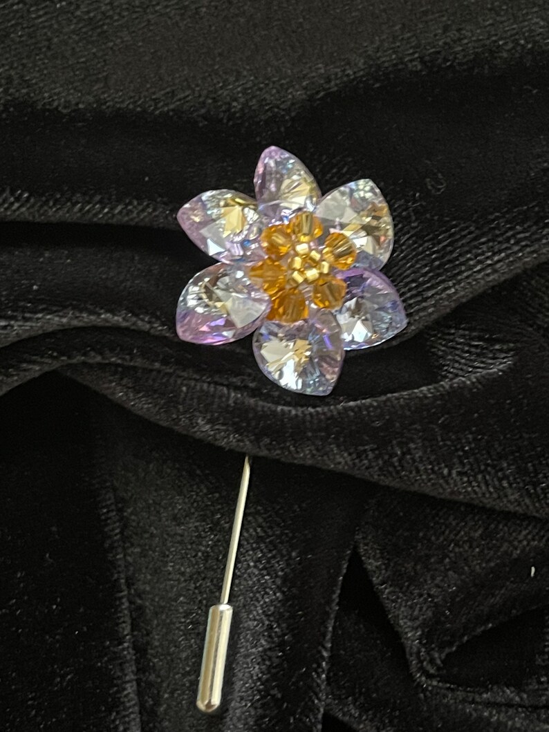 Swarovski Flower Stick Pin/brooch in Amethyst Color - Etsy