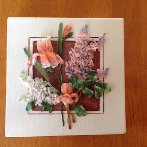 Dimentional silk ribbon embroidery art