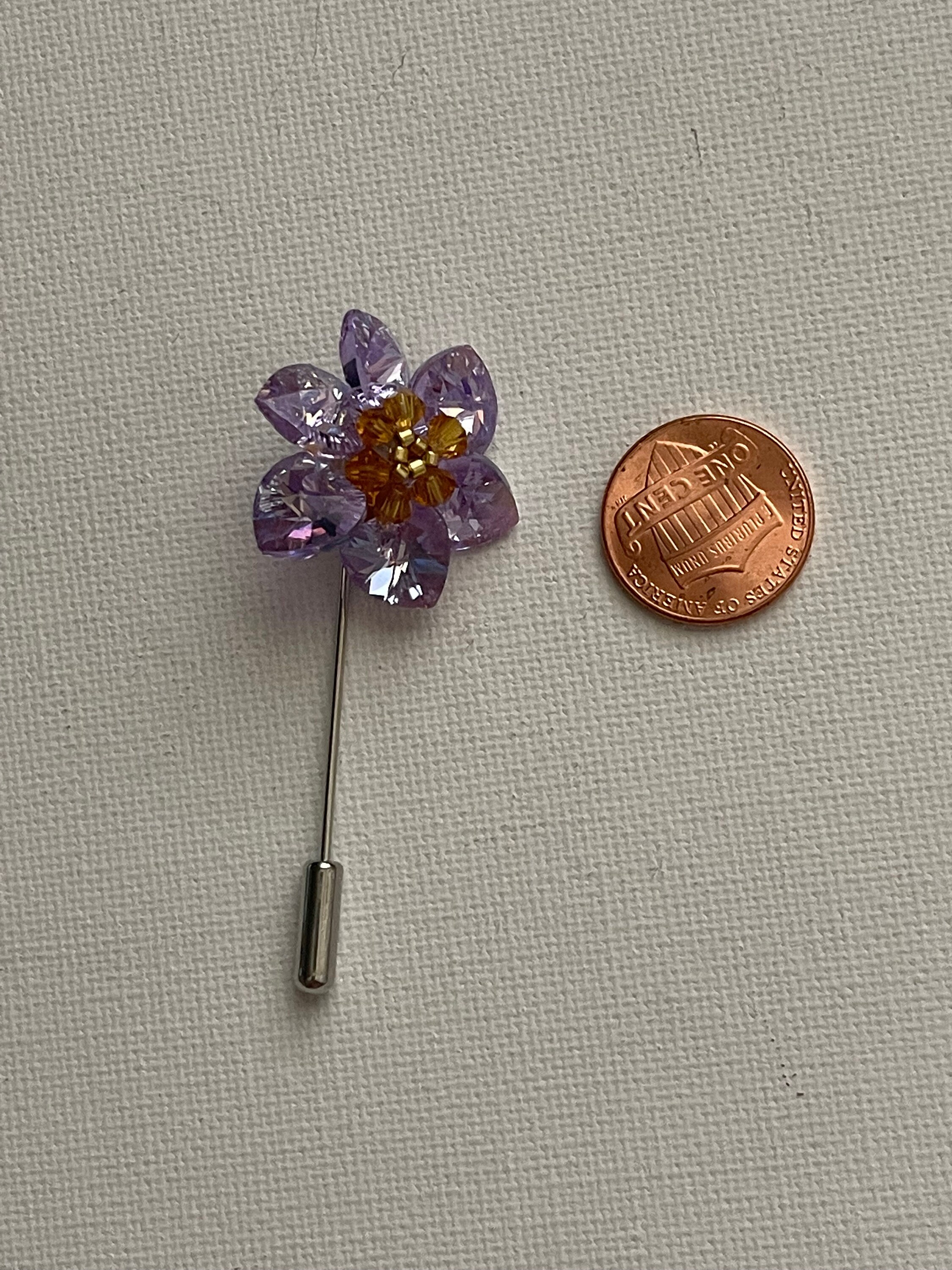 Swarovski Flower Stick Pin/brooch in Amethyst Color - Etsy