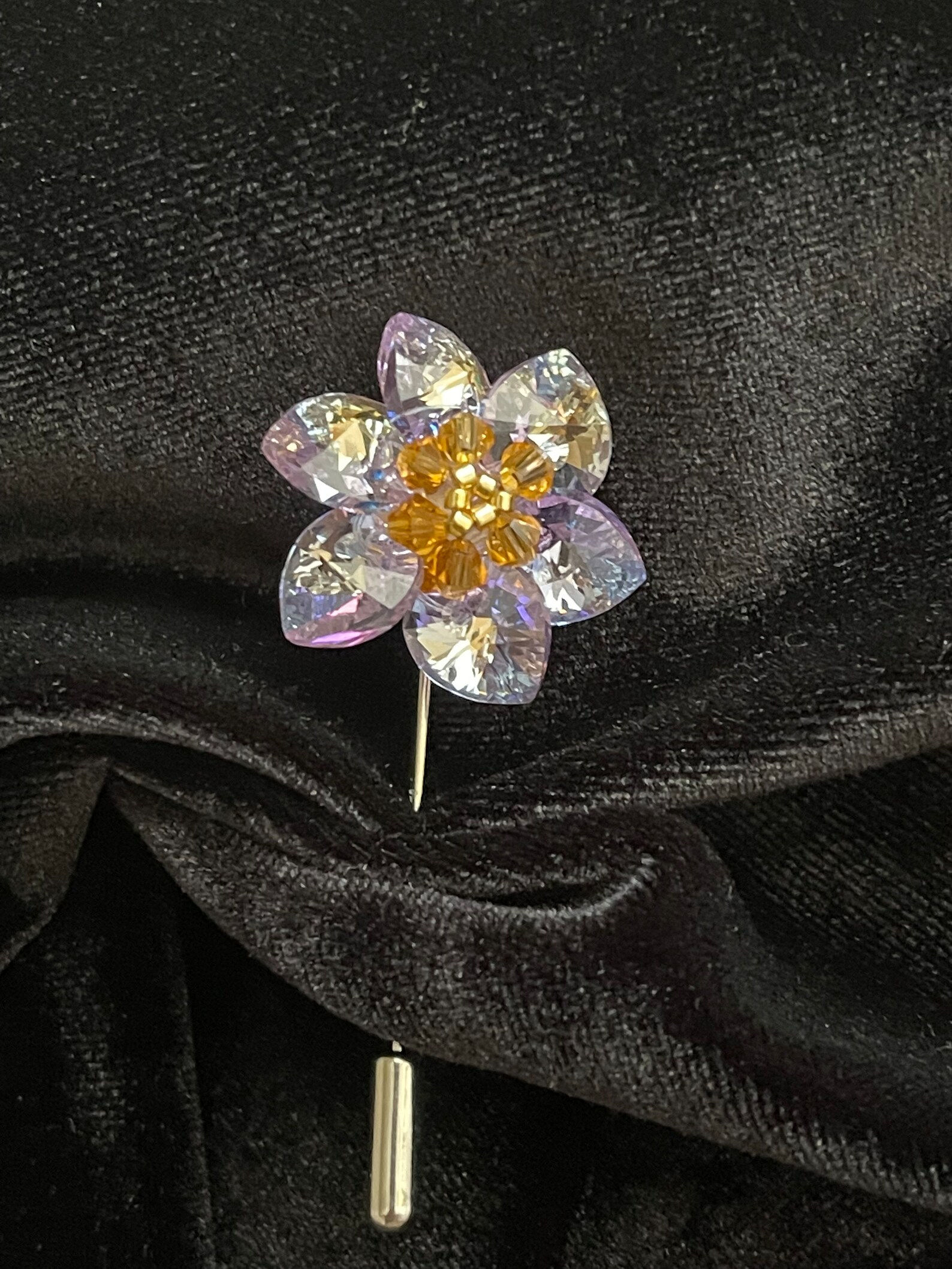 Swarovski Flower Stick Pin/brooch in Amethyst Color - Etsy