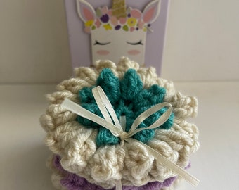 Multipurpose Flower shaped Scrubbies/Handmade/Crochet
