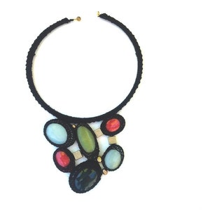 Natural gemstone/multi colors stone crochet necklace