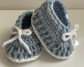 Baby booties/Hand Crochet/Blue Color