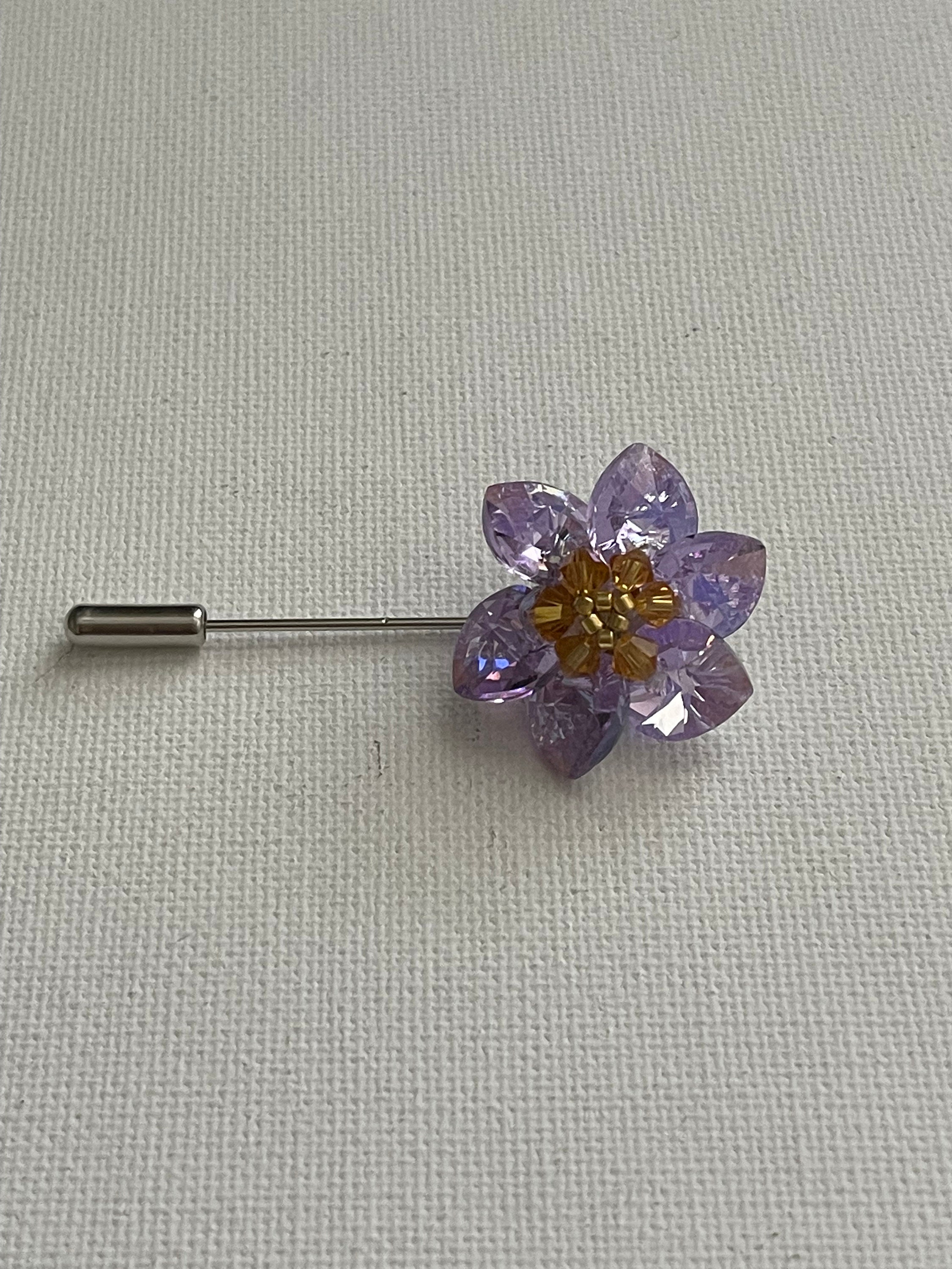 Swarovski Flower Stick Pin/brooch in Amethyst Color - Etsy