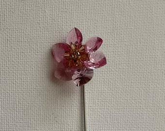 Swarovski Flower Stick Pin/Brooch in Pink Color