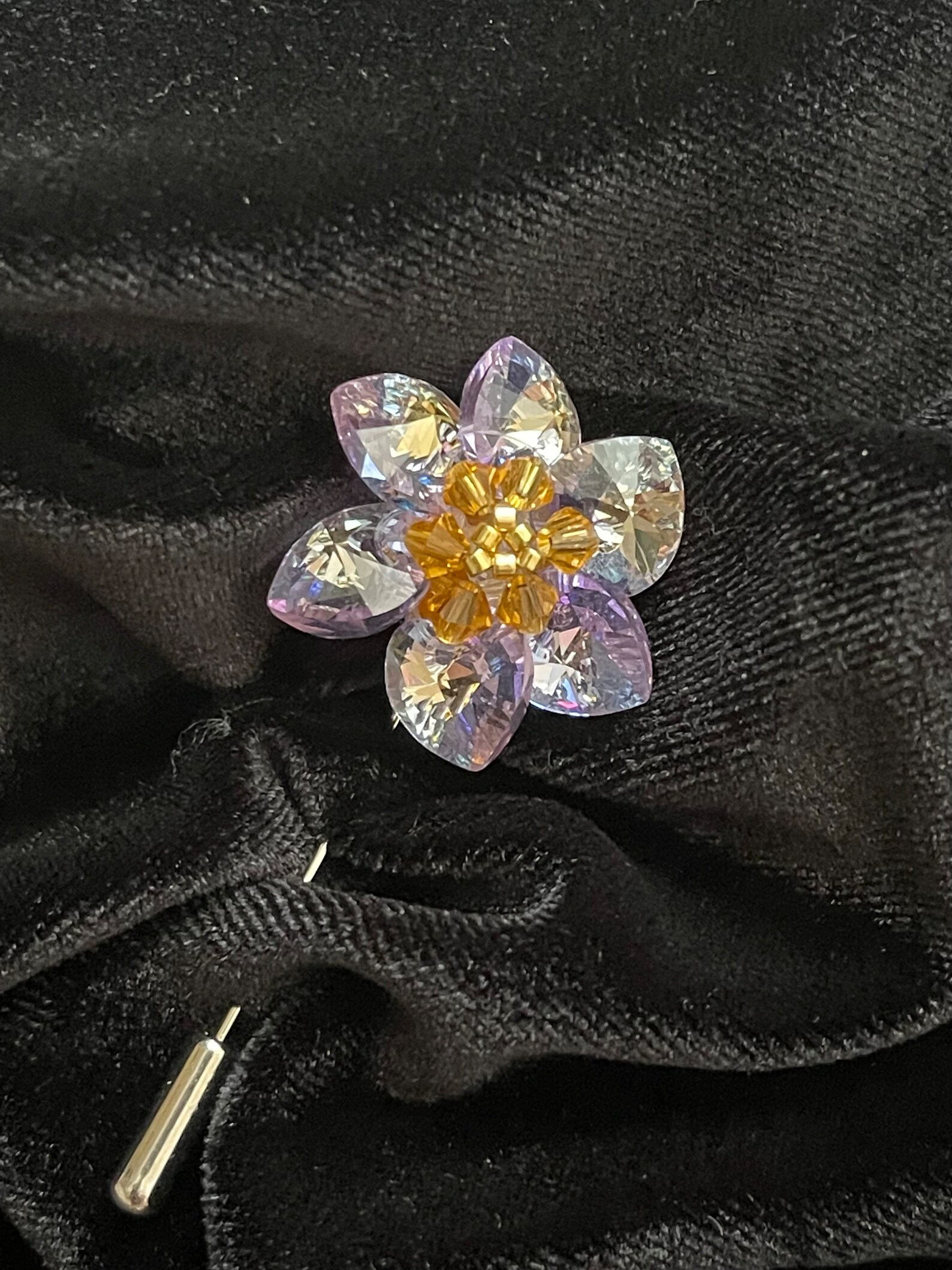 Swarovski Flower Stick Pin/brooch in Amethyst Color - Etsy