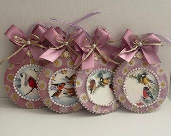 Vintage Style Whimsical Ornaments/Pink