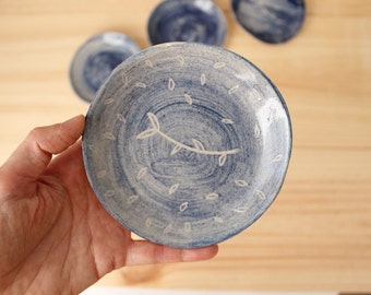 Ring dish Blue decoration Soap dish Stoneware handbuilt little plate Cobalt blue glaze glaze - Ready to ship