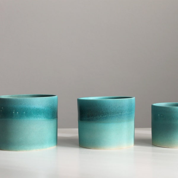 Bol en céramique mis trois bol set Turquoise magnifique glacis - prêt à se transporter