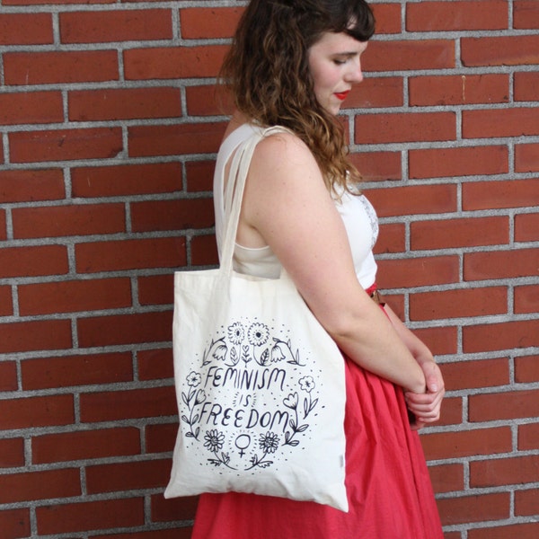 Feminism Is Freedom tote bag