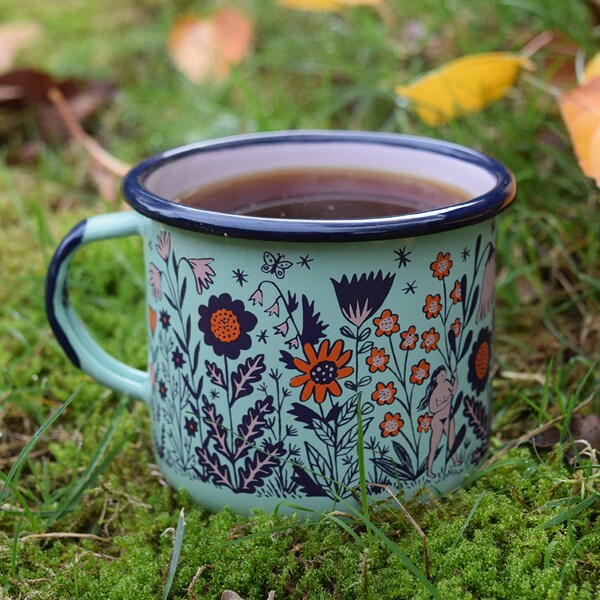 Flower Maidens enamel mug