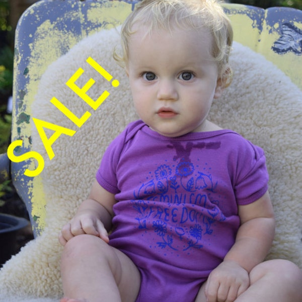 SALE! Size 12-18 mo. "Feminism Is Freedom" baby onesie